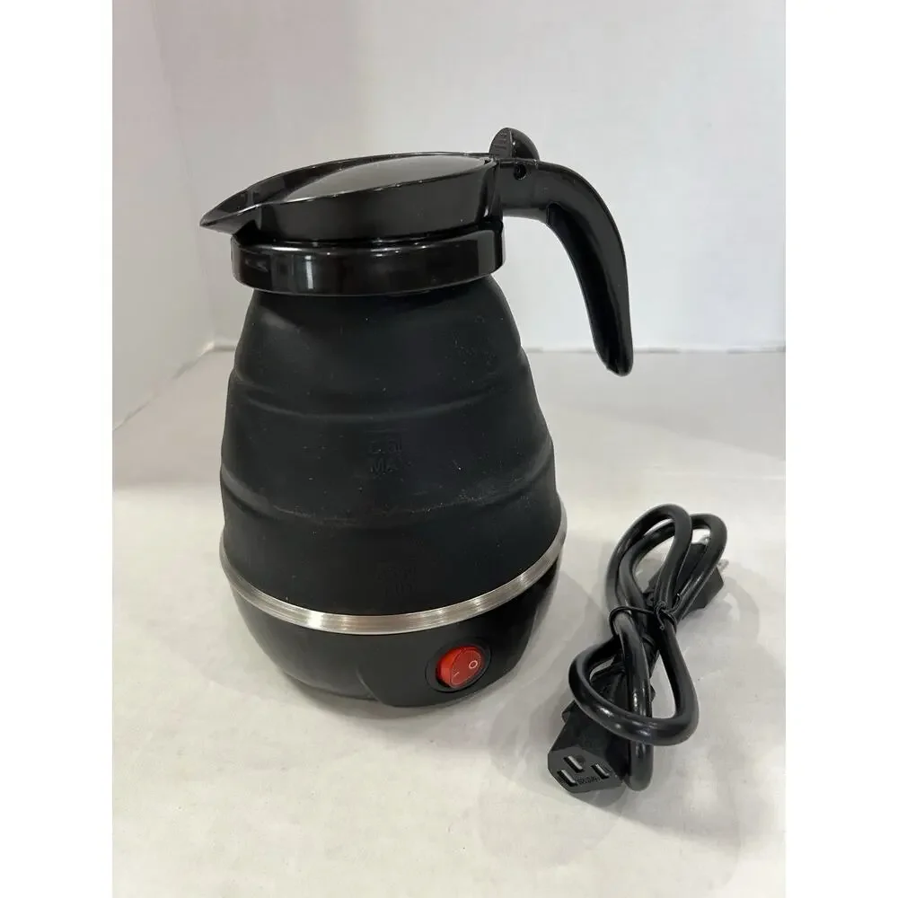 Life Authentics Foldable Electric Kettle Portable 555mL Black Silicone Travel